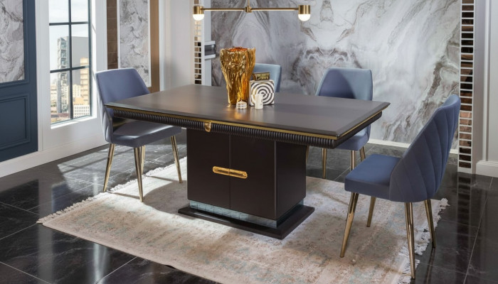 Luxuriéis Edelstol Iesszëmmer Set Moderne Iessdësch 4x Polsterstullën