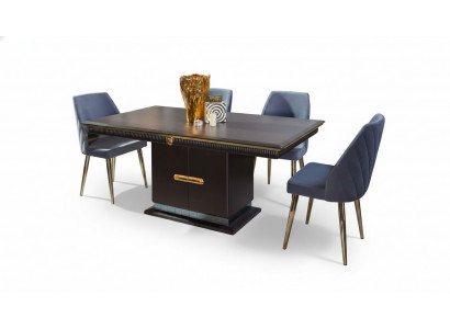 Luxuriéis Edelstol Iesszëmmer Set Moderne Iessdësch 4x Polsterstullën