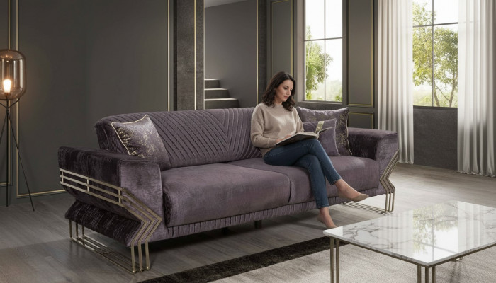 Elegante Dräisiichter Modern Wunnzëmmer Luxus Couch Polster 3 Sëtzer