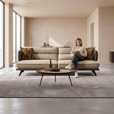Luxus Sofagarnitur Sofa 3 Sëtzer Fotell Stoff Modern Méifarweg Modern Set nei