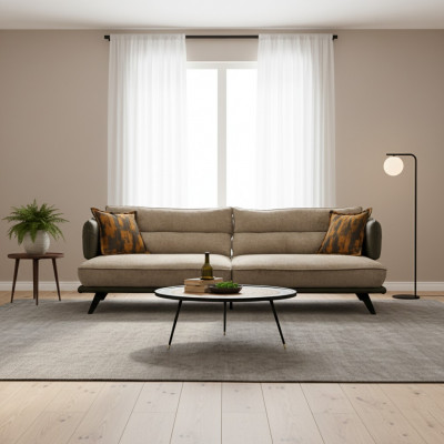 Luxus Sofagarnitur Sofa 3 Sëtzer Fotell Stoff Modern Méifarweg Modern Set nei