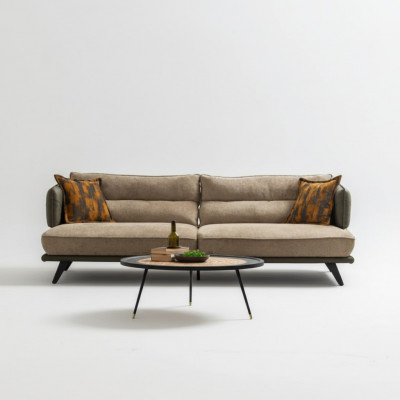 Sofa 3 Sëtzer Polstersofa Méifarweg Textill Sëtz Design Stoff Modern Sofas
