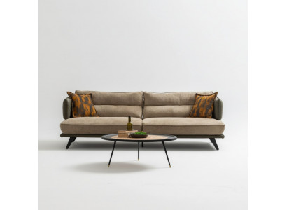 Sofa 3 Sëtzer Polstersofa Méifarweg Textill Sëtz Design Stoff Modern Sofas