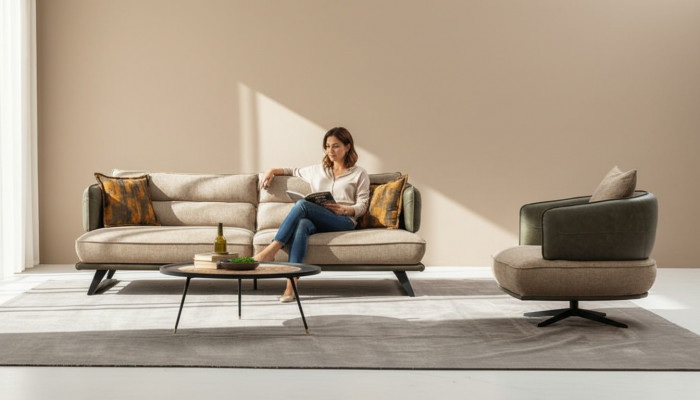Luxus Sofagarnitur Sofa 3 Sëtzer Fotell Stoff Modern Méifaarweg Modern Set nei