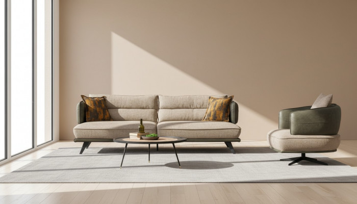 Luxus Sofagarnitur Sofa 3 Sëtzer Fotell Stoff Modern Méifaarweg Modern Set nei