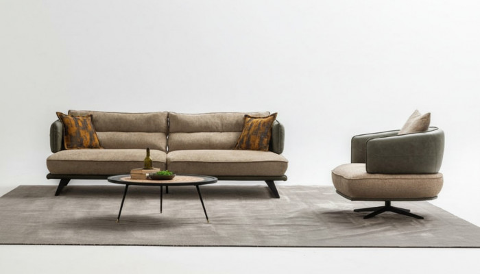 Luxus Sofagarnitur Sofa 3 Sëtzer Fotell Stoff Modern Méifaarweg Modern Set nei