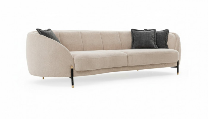 Couch Këssen Beige Design Sofa 4 Sëtz Sofas Textil Design Sofa Miwwelen nei