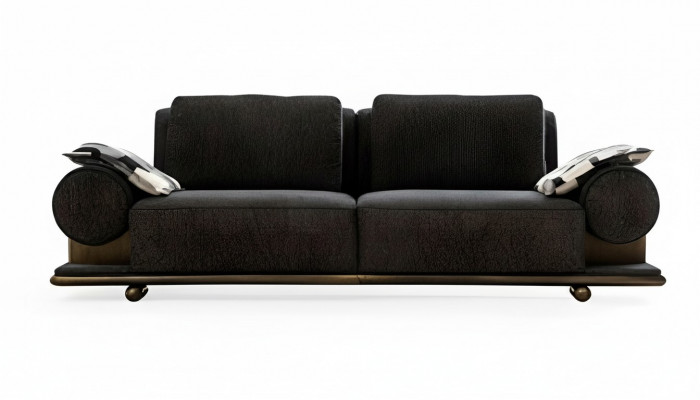 Modern 3-Sëtzer Sofa Schwaarz Héichwäerteg Polster Sofasen Design Textil nei