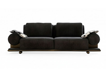 Modern 3-Sëtzer Sofa Schwaarz Héichwäerteg Polster Sofasen Design Textil nei