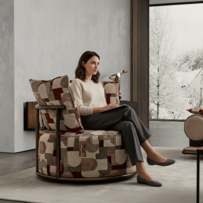 Modern méi faarwegen Fotell Design Sofa Sëtz Luxus Relax Textil Lounge Polster.