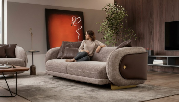 Wunnzëmmer Textil Sofa 4 Sëtzer Luxus Miwwelen Sëtz Design Canapé Lounge nei