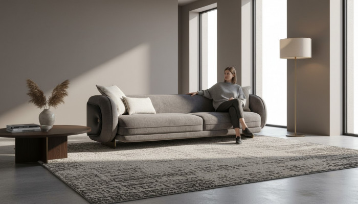 Wunnzëmmer Gro Textil Sofa 4 Sétzer Luxus Miwwelen Sëtzdesign Couch Lounge