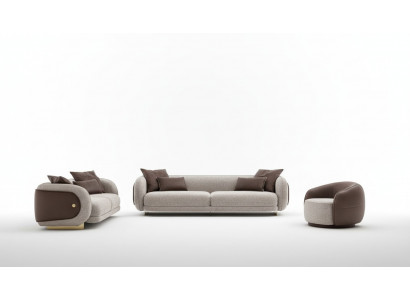 Luxus Sofagarnitur Sofa Braun Garnitur Sofase 4 3 1 Sëtzer 3-deel Set Gepolstert.