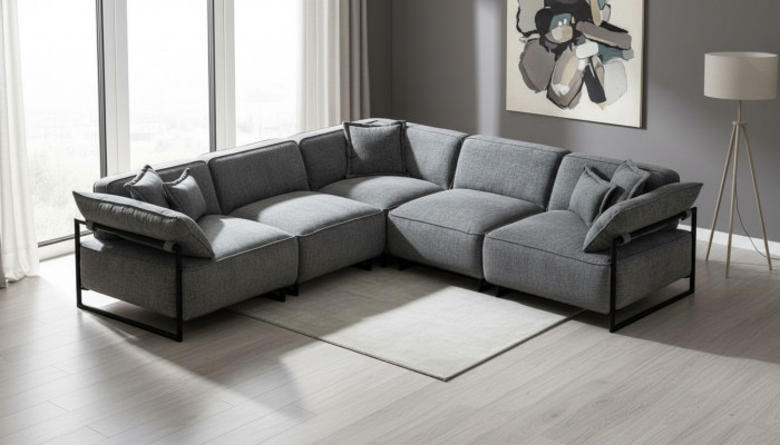 Stoffcouch Couch Wunnlandschaft Eckdesign Modern Sofa Ecksëtz L-Form Gro
