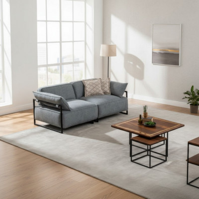 Wunnzëmmer Textil Sofa 3 Sëtz Luksus Miwwelen Sëtz Design Canapé Lounge nei