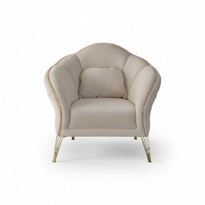 Chesterfield Design Beige Sofa Fauteuil Polster Canapéen Canapéë 1 Sëtz Neien
