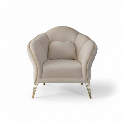 Modern Chesterfield Design Beige Canapé 2x Sëtz Still Polster Couch Couchen Nei