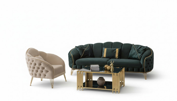 Moderne Wunnzëmmer Set Canapé 3 Sëtzer Fautteuil Textil Fautteuil Wunnzëmmer Nei