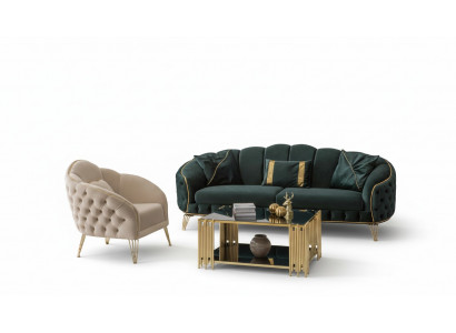 Moderne Wunnzëmmer Set Canapé 3 Sëtzer Fautteuil Textil Fautteuil Wunnzëmmer Nei
