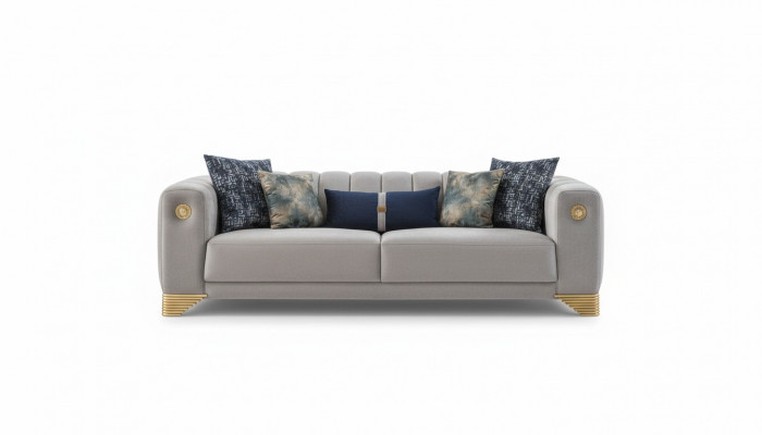 Polsterkanapé x2 3-Sëtzer Sofas Textil Sëtz Design Sofas Modern Nei