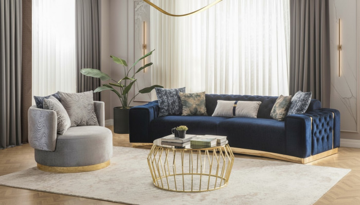 Sofagarnitur Komplett Polstersofa Blo Dreisëtzer Modern Fauteuil nei