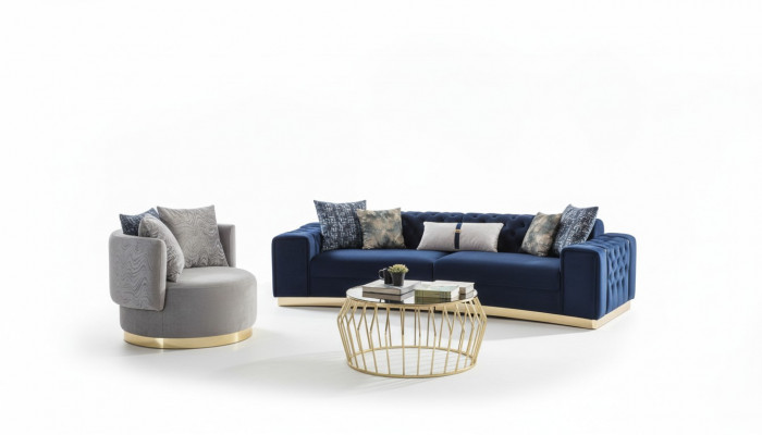 Sofagarnitur Komplett Polstersofa Blo Dreisëtzer Modern Fauteuil nei