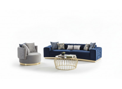Sofagarnitur Komplett Polstersofa Blo Dreisëtzer Modern Fauteuil nei