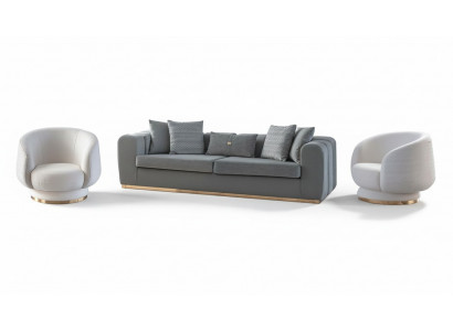 Grau-wäisse Wunnzëmmer Sëtz-Set Luxuriéis gestoppt Couchen 4 Sëtzer Fauteuil