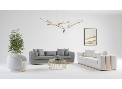 Grau-Wäiss Wunnzëmmer Polstersofaen Designer Sëtz 4-Sëtzer Luxus Miwwelen