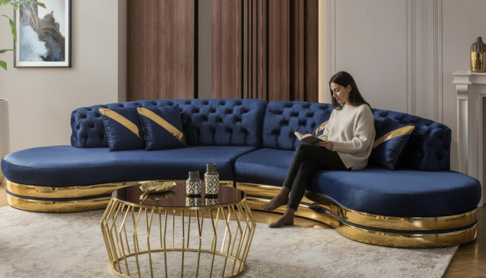 Exklusiven Chesterfield 4-Sëtzer Hallefrounde Sofa Designer Polster Couch