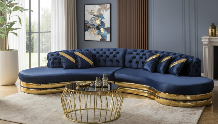 Exklusiven Chesterfield 4-Sëtzer Hallefrounde Sofa Designer Polster Couch