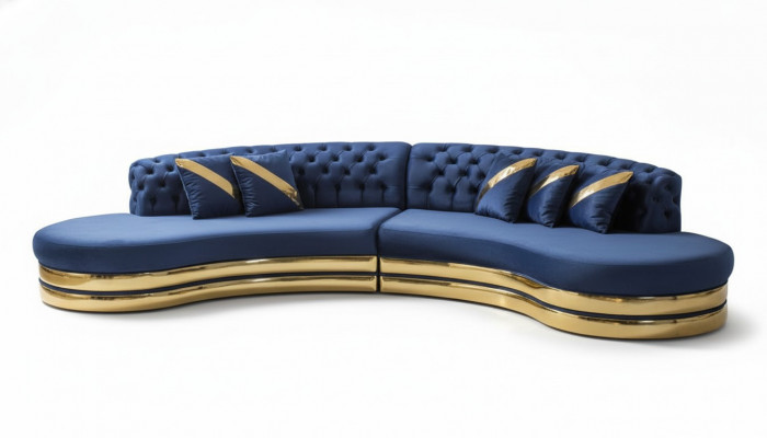 Exklusiven Chesterfield 4-Sëtzer Hallefrounde Sofa Designer Polster Couch