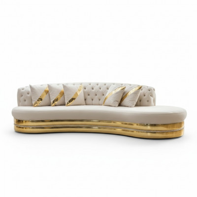 Wäiss Hallef-Ronn Chesterfield Sofasen Designer 2x 3-Sëtzer Stilvoll Couches
