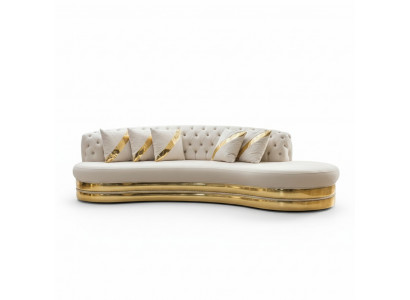 Wäiss Hallef-Ronn Chesterfield Sofasen Designer 2x 3-Sëtzer Stilvoll Couches