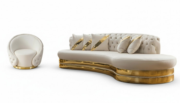 Modern Chesterfield Set Luxus Sofagarnitur Ronne Sessel 3-Sëtzer 2tlg