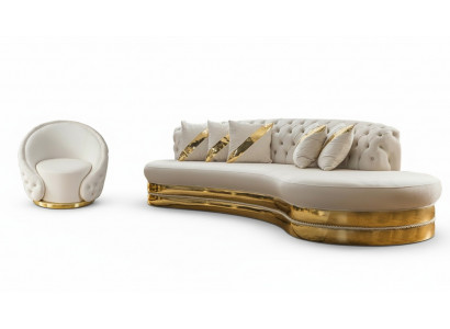 Modern Chesterfield Set Luxus Sofagarnitur Ronne Sessel 3-Sëtzer 2tlg