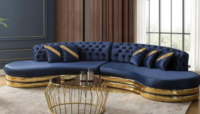 Blo hallefkreestfërmegt Chesterfield Sofa Designer Wëssen Armstull 2tlg Set Neit