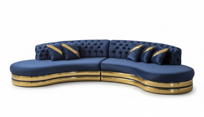 Blo hallefkreestfërmegt Chesterfield Sofa Designer Wëssen Armstull 2tlg Set Neit