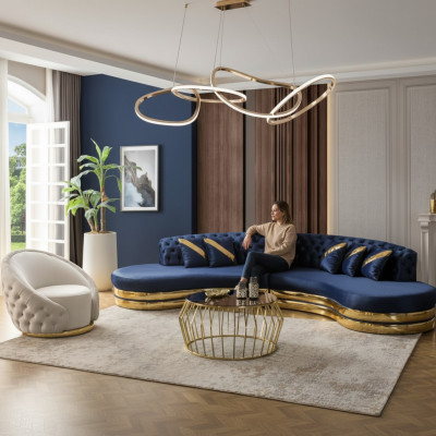 Sofa Garniture Polstermöbel Blo 2x 4-Sëtzer Sofasen Sesselen Luxus Stuff