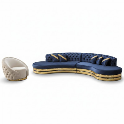 Sofa Garniture Polstermöbel Blo 2x 4-Sëtzer Sofasen Sesselen Luxus Stuff