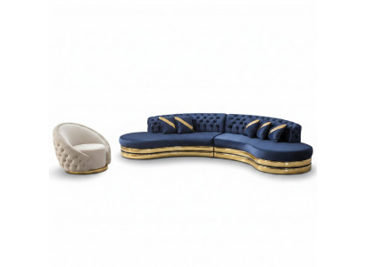 Sofa Garniture Polstermöbel Blo 2x 4-Sëtzer Sofasen Sesselen Luxus Stuff