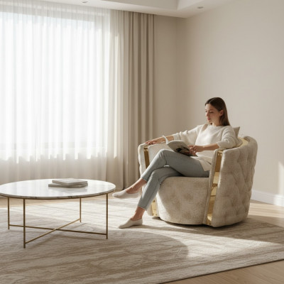 Wäiss Chesterfield Fauteuils Luxuriéis 2x Ronn Gepolstert Einsëtzer 1-Sëtzer