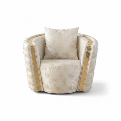 Wäiss Chesterfield Fauteuils Luxuriéis 2x Ronn Gepolstert Einsëtzer 1-Sëtzer