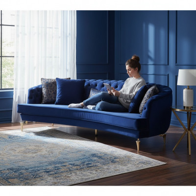 Hallerronne Chesterfield Bloen 4-Sëtzer Designer Polster Edel Couch Nei