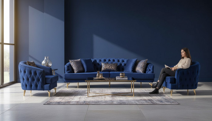 Exklusivt Chesterfield Sofa Set Designer Véiersëtzer Luxus 1-Sëtzer 2tlg