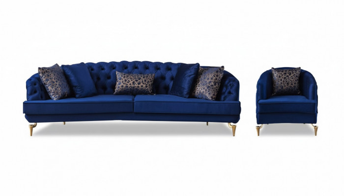 Exklusivt Chesterfield Sofa Set Designer Véiersëtzer Luxus 1-Sëtzer 2tlg