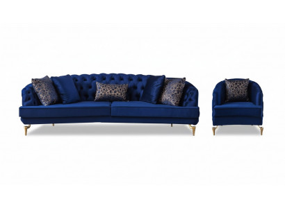 Exklusivt Chesterfield Sofa Set Designer Véiersëtzer Luxus 1-Sëtzer 2tlg