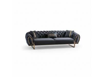 Schwaarz gepolstert Couch Designer Chesterfield Wunnzëmmer Polster Sofa