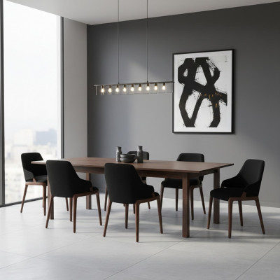 Modern schwaarz 6x Stull Luxus Holz Miwwel Stull Design Ariichtung Neien