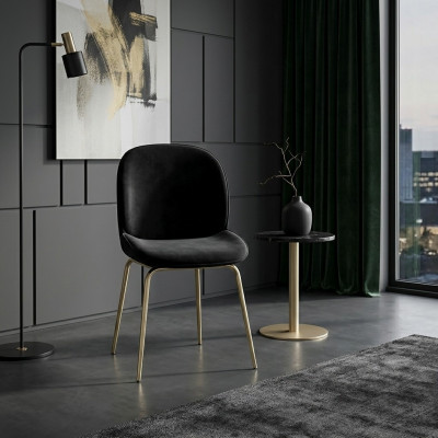 Schwaarze Këssen Fotell Designer Iesszëmmerstull Modern Kichenstullen